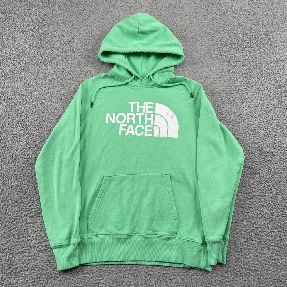 The North Face Hoodie Womens S Green Half Dome Logo Pullover Fleece Sweatshirt